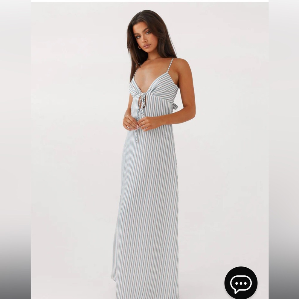 Peppermayo Flora Linen Maxi Dress - Blue Size 2 - Tags Still Attached!